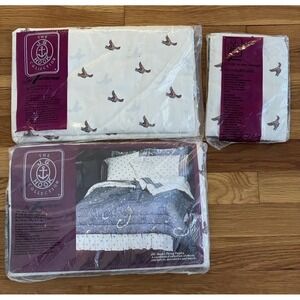 Vintage J.G. Hook‎ Fieldcrest Complete Twin Sheet Set Duck Mallard Percale New
